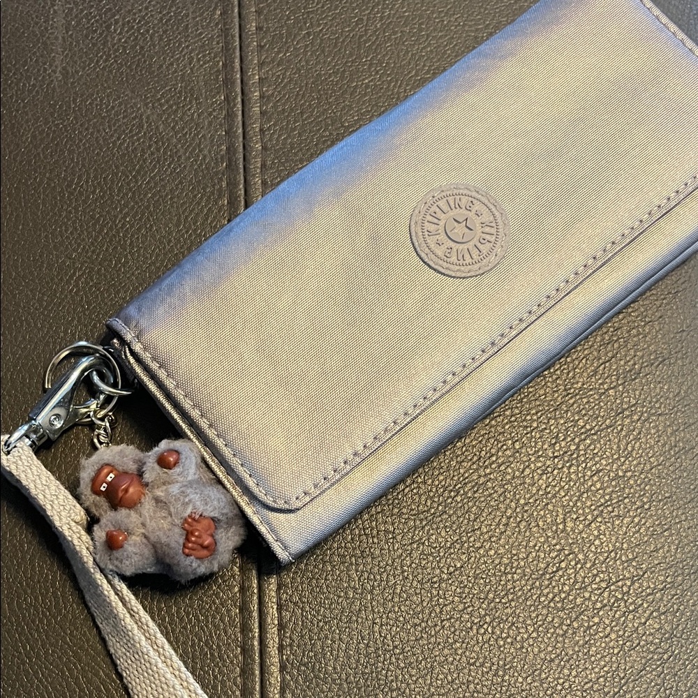 Kipling Silver Tri Fold Wallet Wristlet